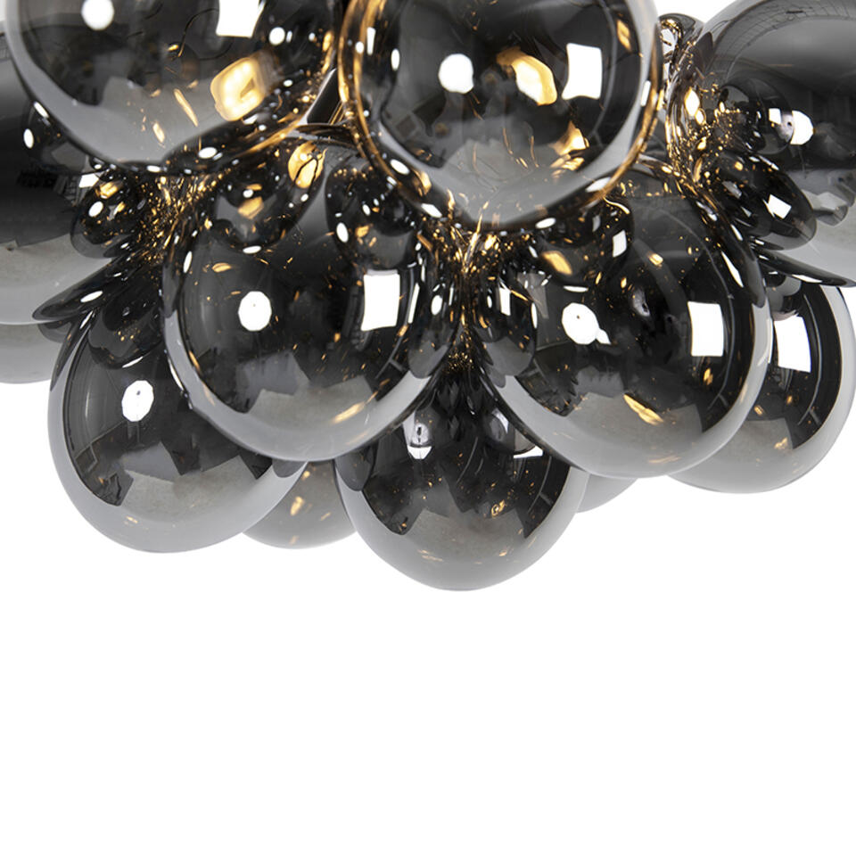 QAZQA Design plafondlamp zwart met smoke glas 4-lichts - Uvas