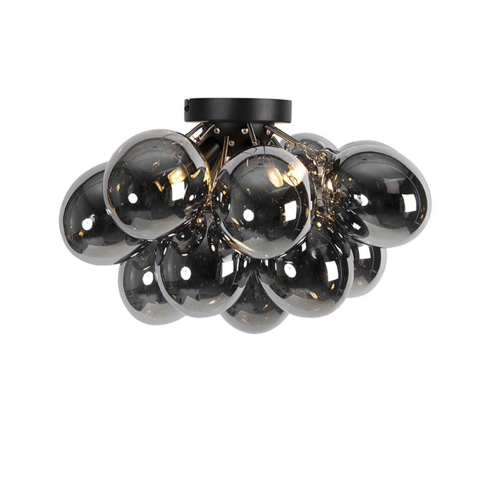 QAZQA Design plafondlamp zwart met smoke glas 4-lichts - Uvas