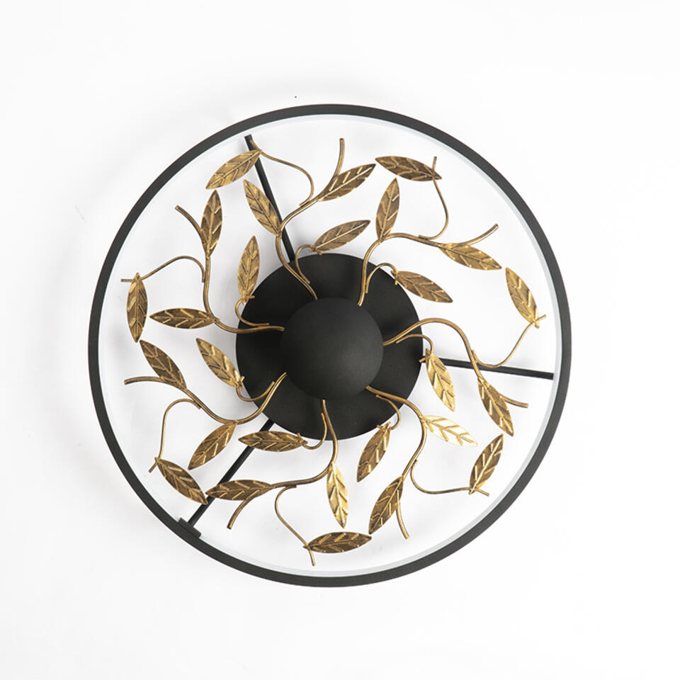 QAZQA Art Deco plafonnière zwart met goud 3-staps dimbaar - Bota