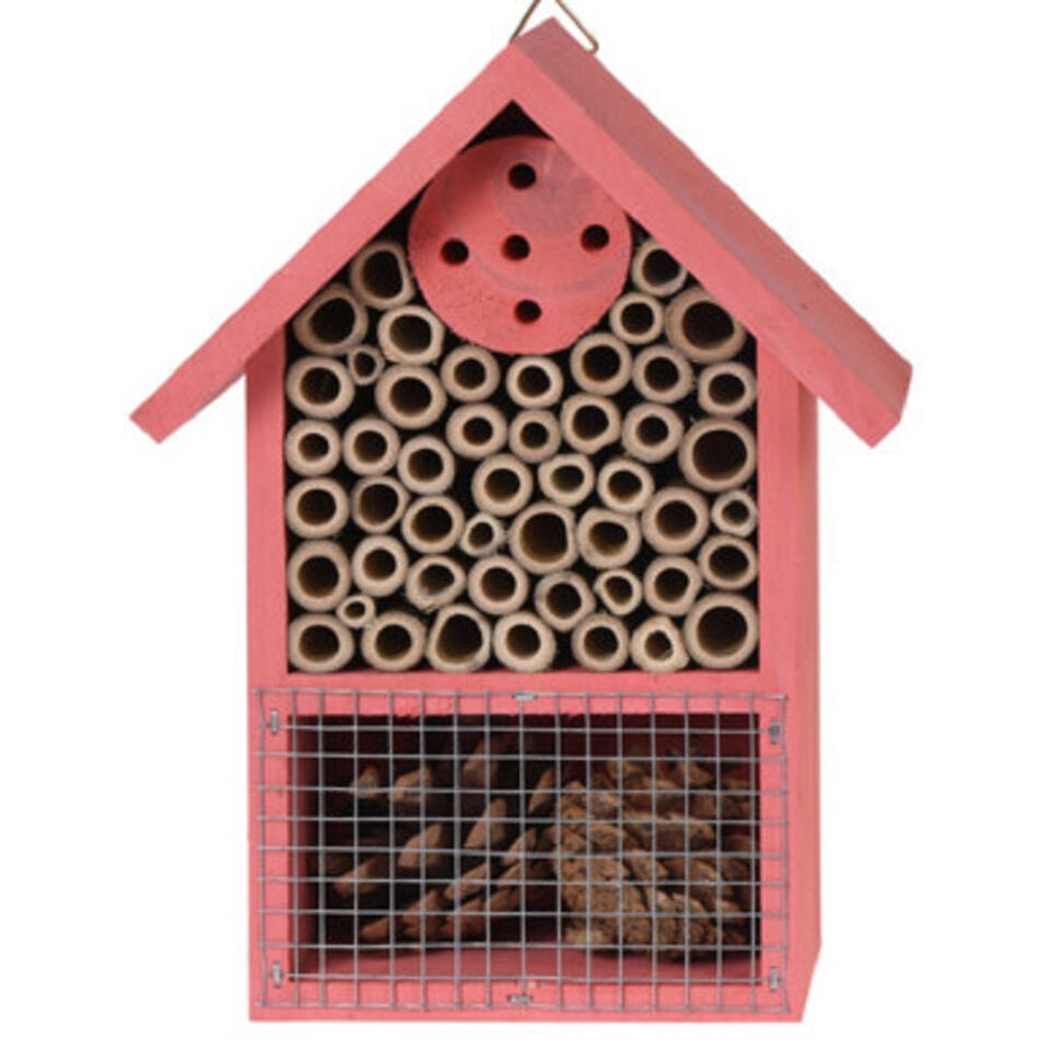 Insectenhotel - roze - hout - 20 cm product