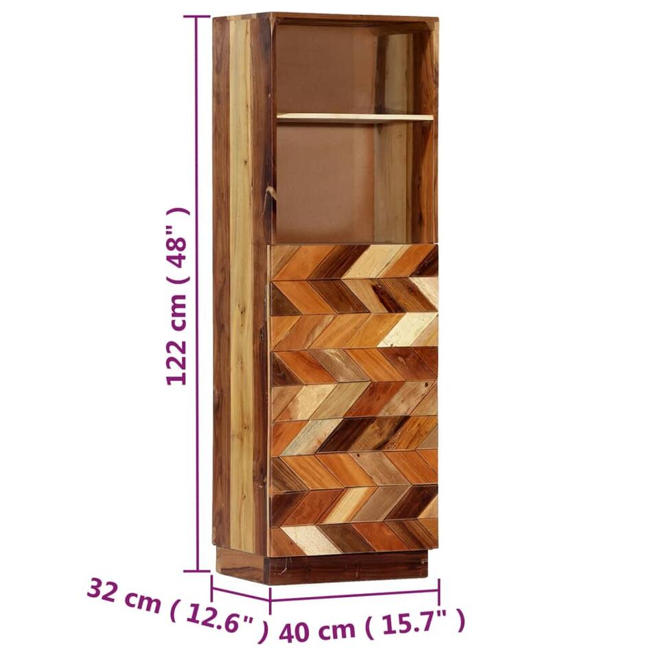 vidaXL Hoge kast 40x32x122 cm massief gerecycled hout