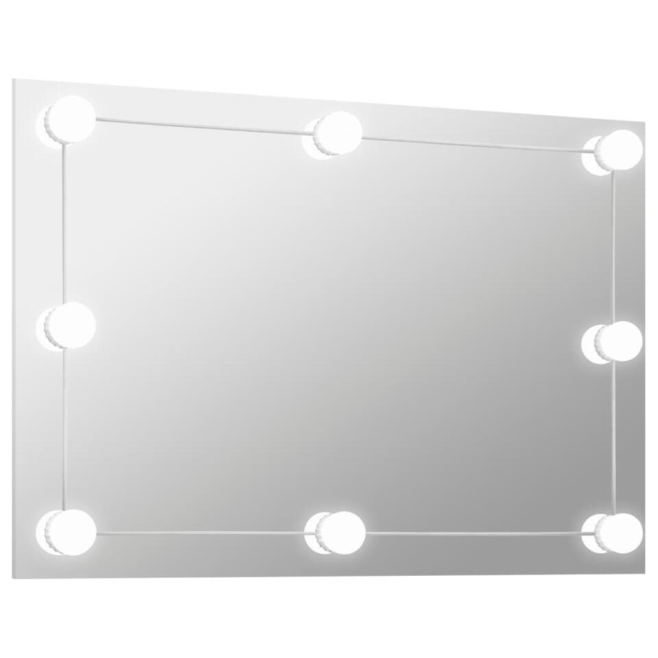Schep strategie parallel vidaXL Wandspiegel zonder lijst met LED-lampen rechthoekig glas | Leen  Bakker