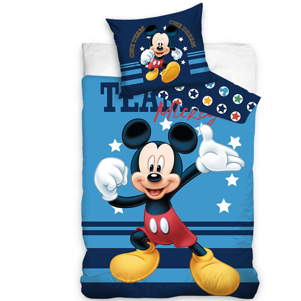 toediening Vuilnisbak wereld Disney Mickey Mouse Dekbedovertrek Team - Eenpersoons - 140 x 200 cm -  Katoen | Leen Bakker