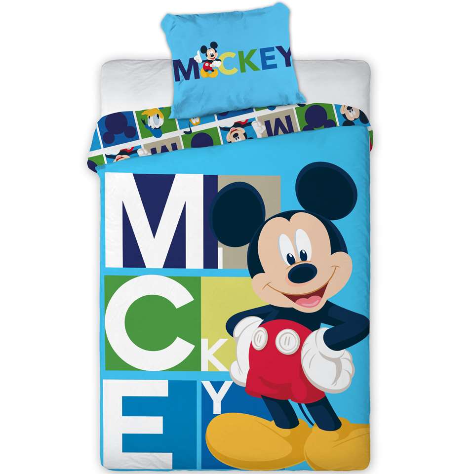 Geelachtig ginder Extreem belangrijk Disney Mickey Mouse Dekbedovertrek Blocks - 140 x 200 cm - Polyester | Leen  Bakker