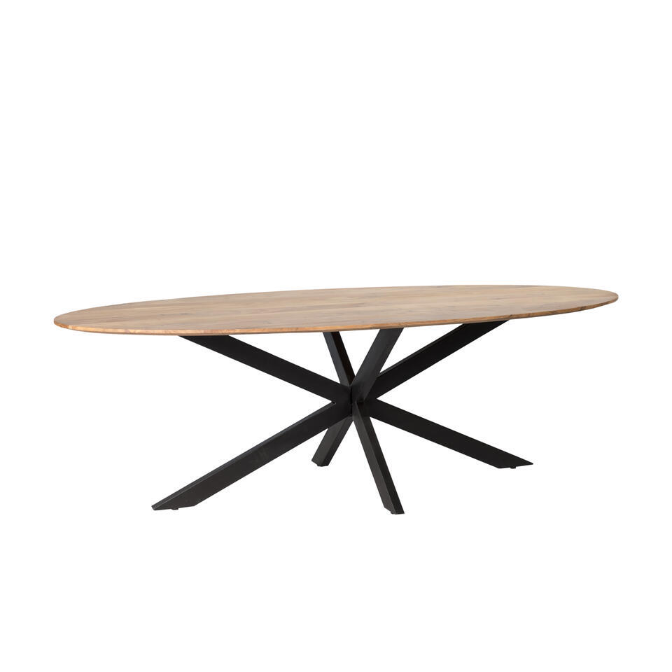Livingfurn - Ovale Eetkamertafel - Acasia Hout - 210 cm - Bruin | Leen ...