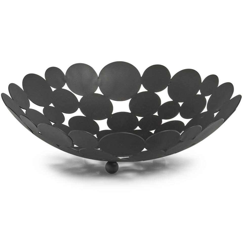Zeller Fruitschaal - zwart metaal 29 cm | Leen Bakker