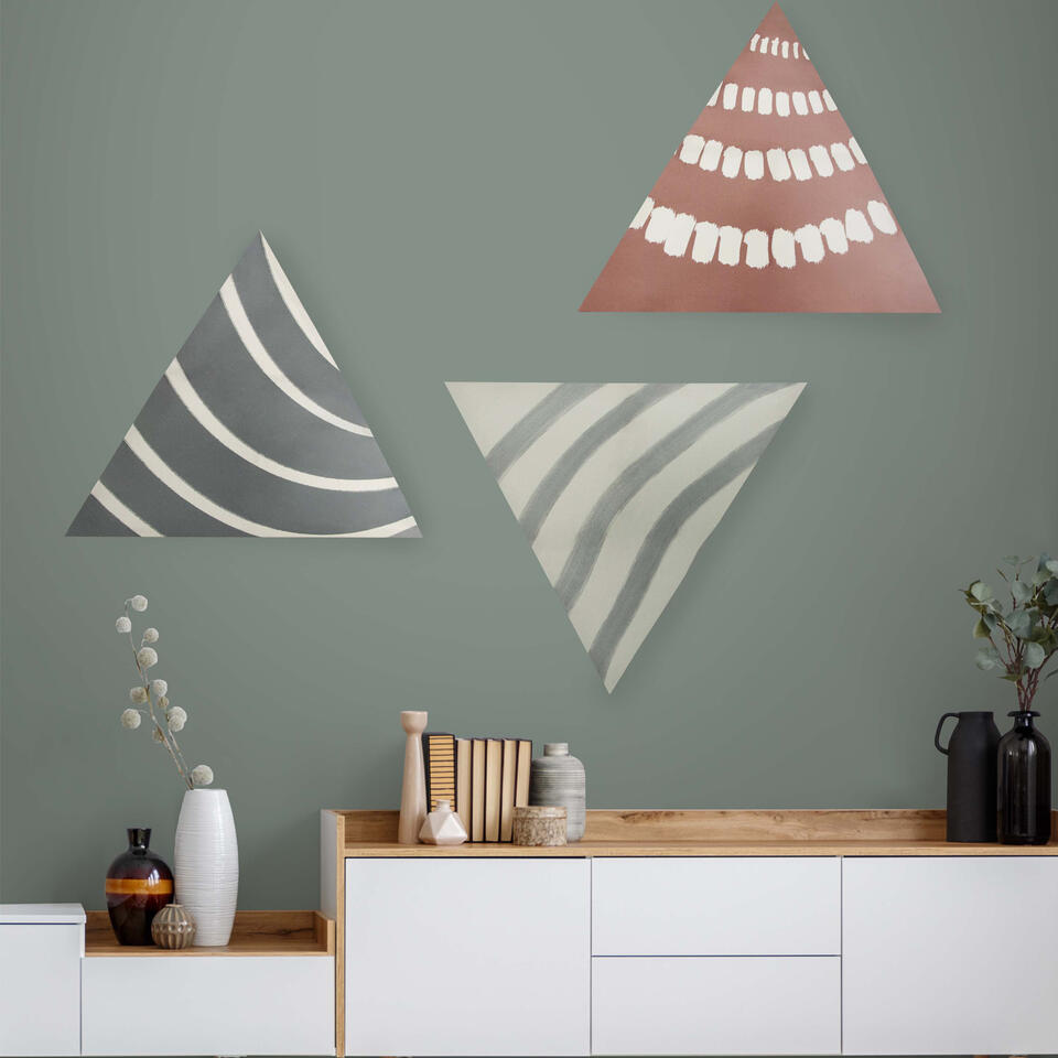 Art for the Home - Canvas Driehoek Set van 3 - Abstract Triangle - 3x
