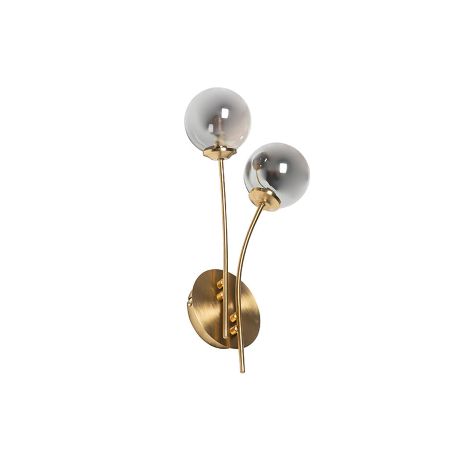 QAZQA Moderne wandlamp goud 2-lichts met smoke glas - Athens