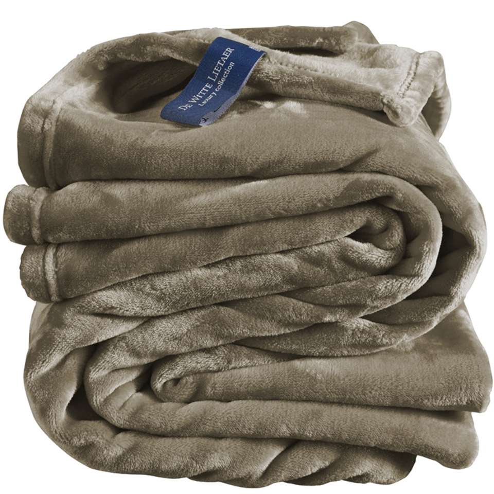 De Witte Lietaer Fleece deken - 150 200 cm - Taupe | Leen Bakker