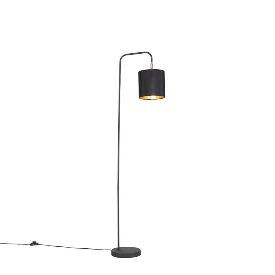 QAZQA Smart vloerlamp zwart incl. wifi A60 lichtbron - Lofty