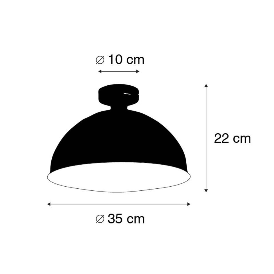 QAZQA IndustriÃ«le plafondlamp zwart met goud 35 cm - Magna