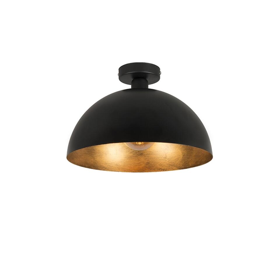 QAZQA IndustriÃ«le plafondlamp zwart met goud 35 cm - Magna