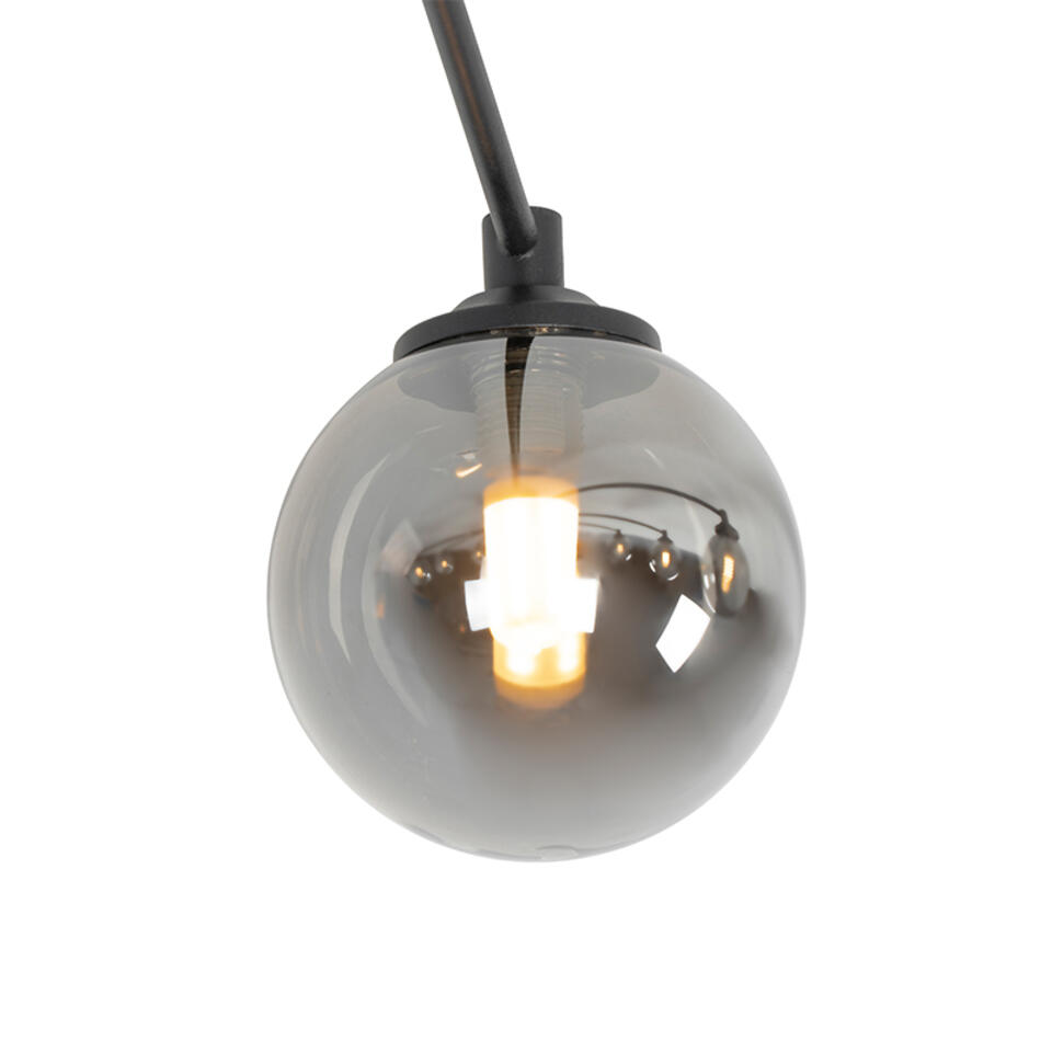 QAZQA Moderne plafondlamp zwart 8-lichts met smoke glas - Athens