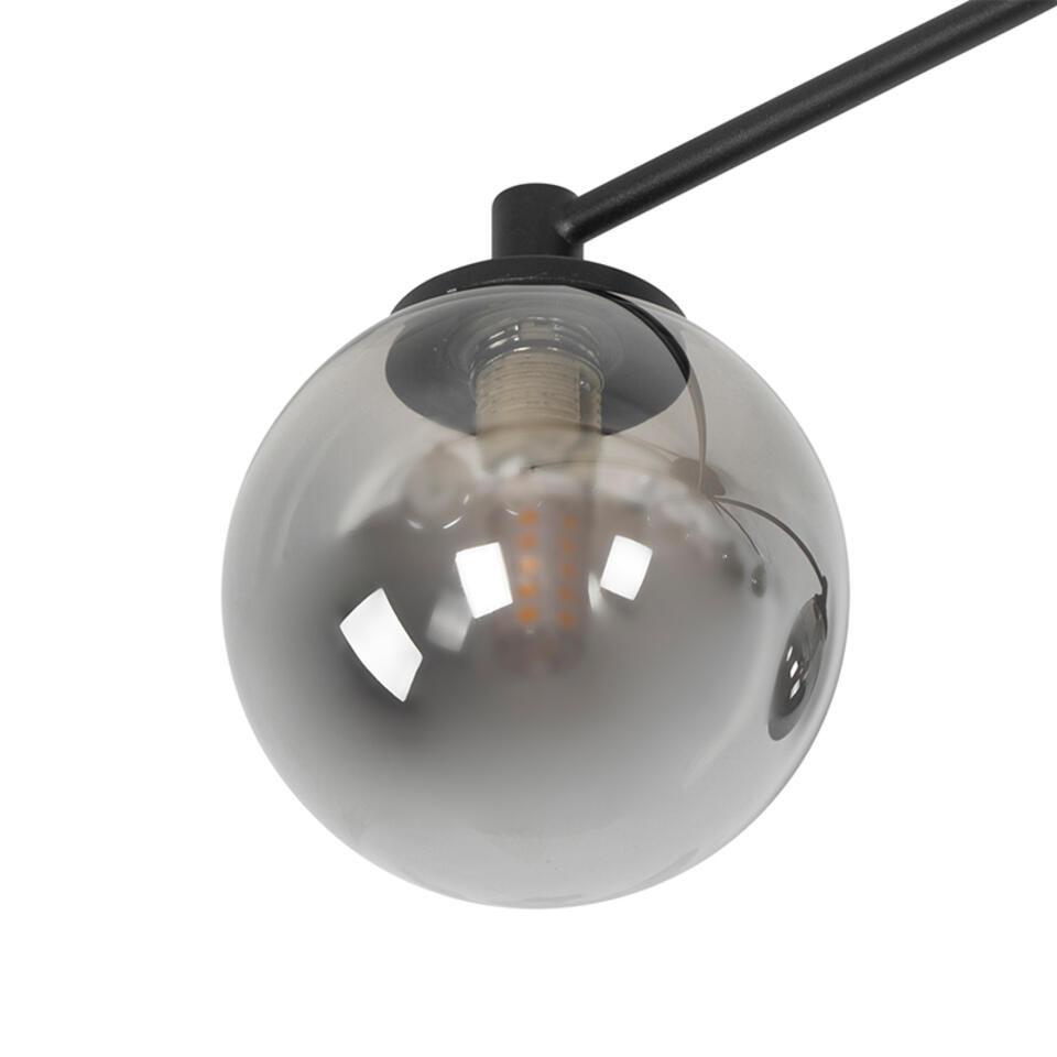 QAZQA Moderne plafondlamp zwart 8-lichts met smoke glas - Athens