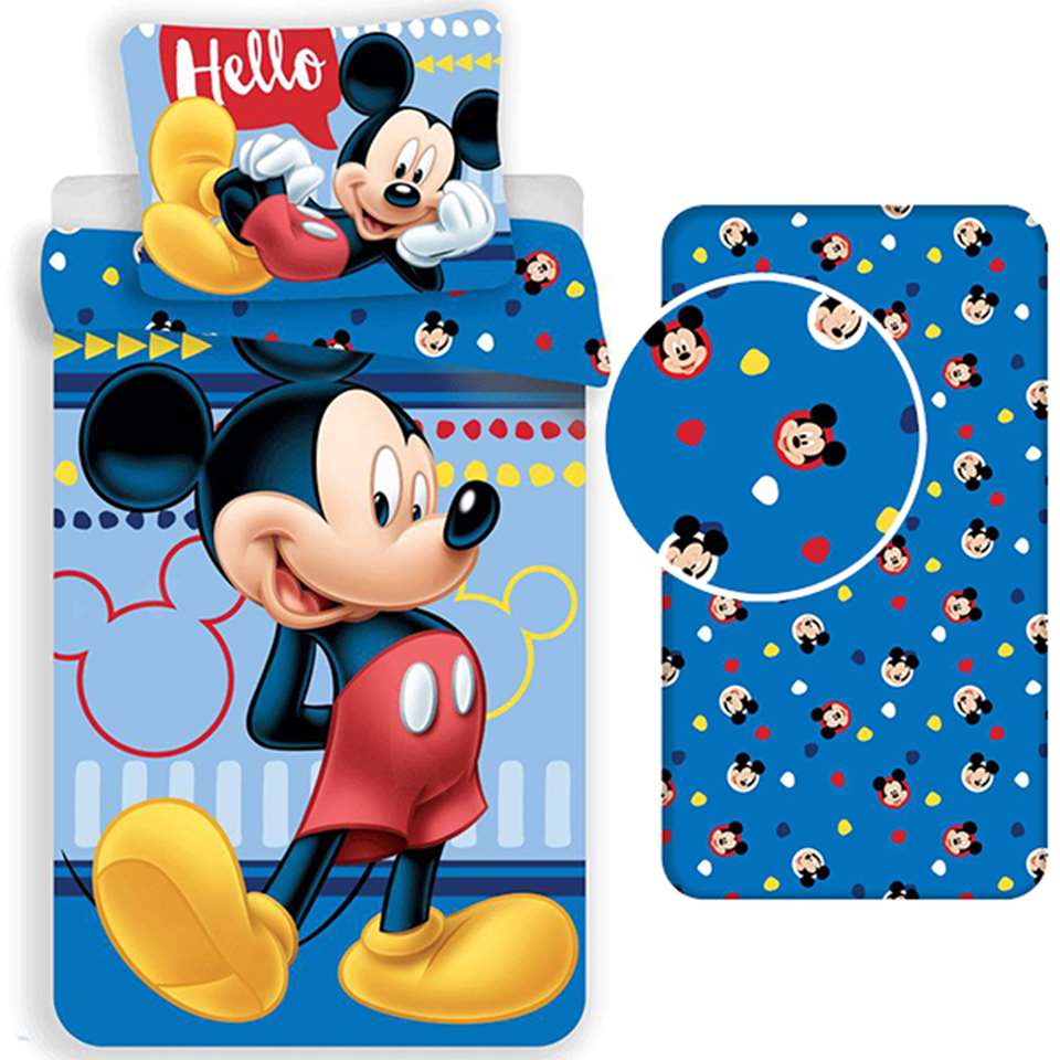 Zeggen bagage Sanctie Disney Mickey Mouse Dekbedovertrek Set Hello - Inclusief Hoeslaken - Katoen  | Leen Bakker
