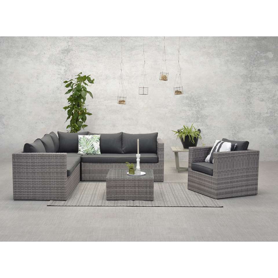Garden Impressions Lyon loungeset 5-delig met stoel - donker grijs