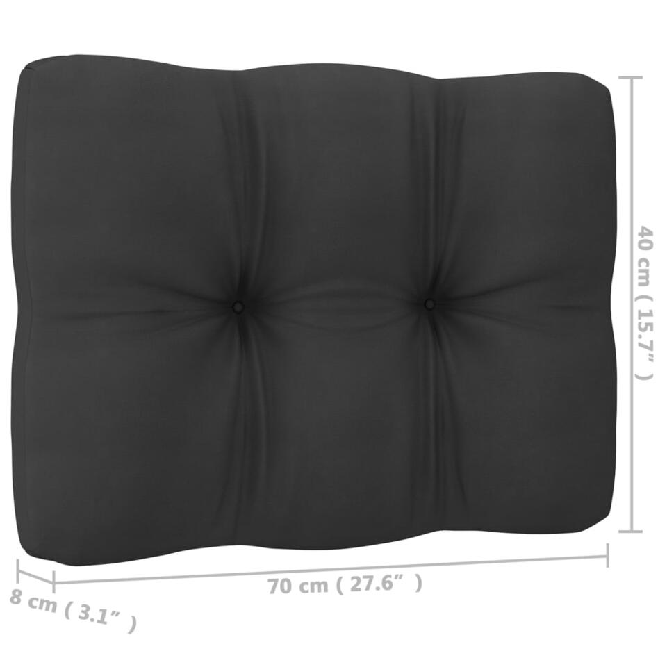 vidaXL 2-delige Loungeset met kussens massief grenenhout zwart