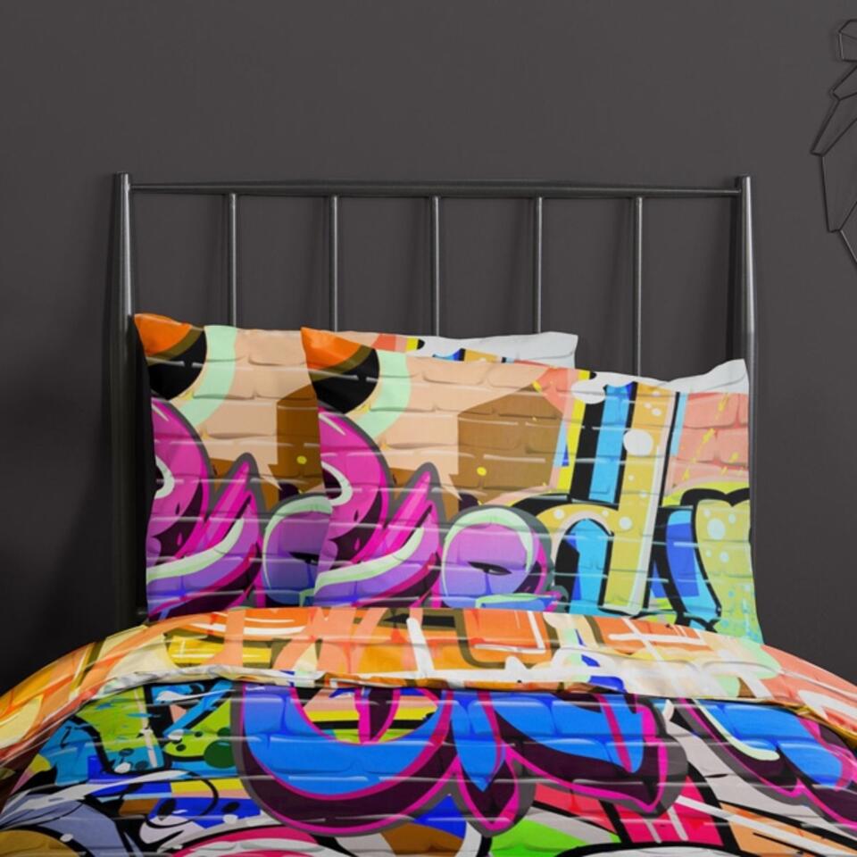 Competitief Eigenaardig woordenboek Good Morning Dekbedovertrek "Graffiti" - Multi - (140x220 cm) | Leen Bakker