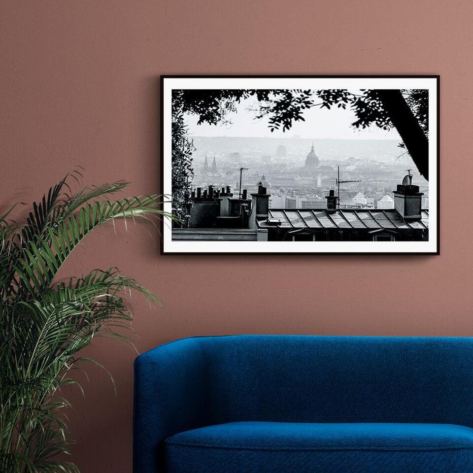 Walljar - Paris City View - Poster met lijst / 30 x 45 cm