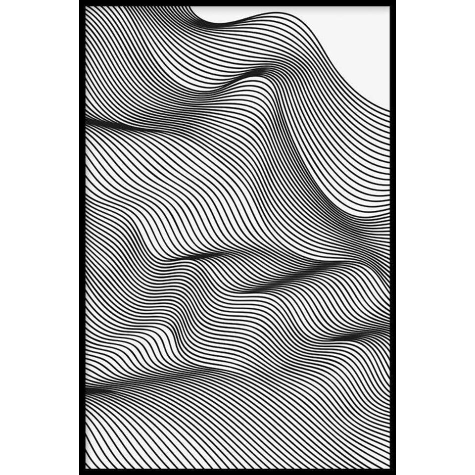 Walljar - Abstract Line Art V - Poster met lijst / 30 x 45 cm