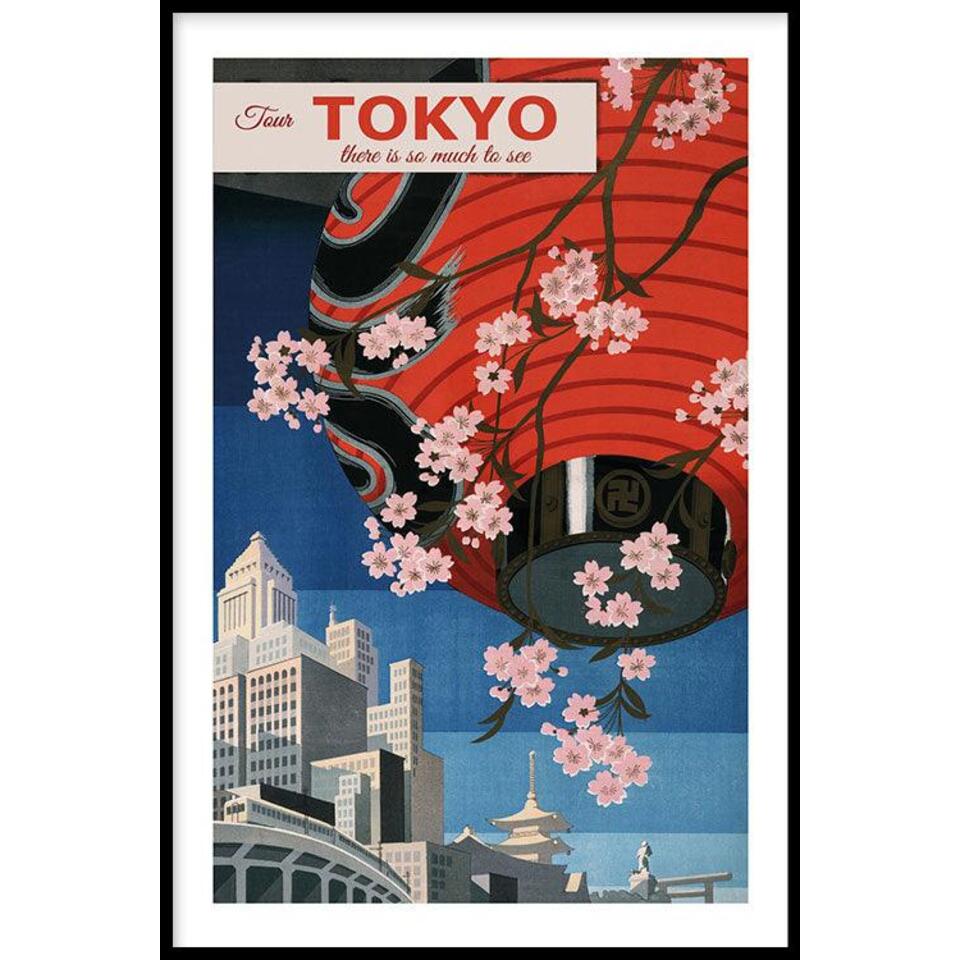 Walljar - Tokyo Lampion - Poster met lijst / 50 x 70 cm