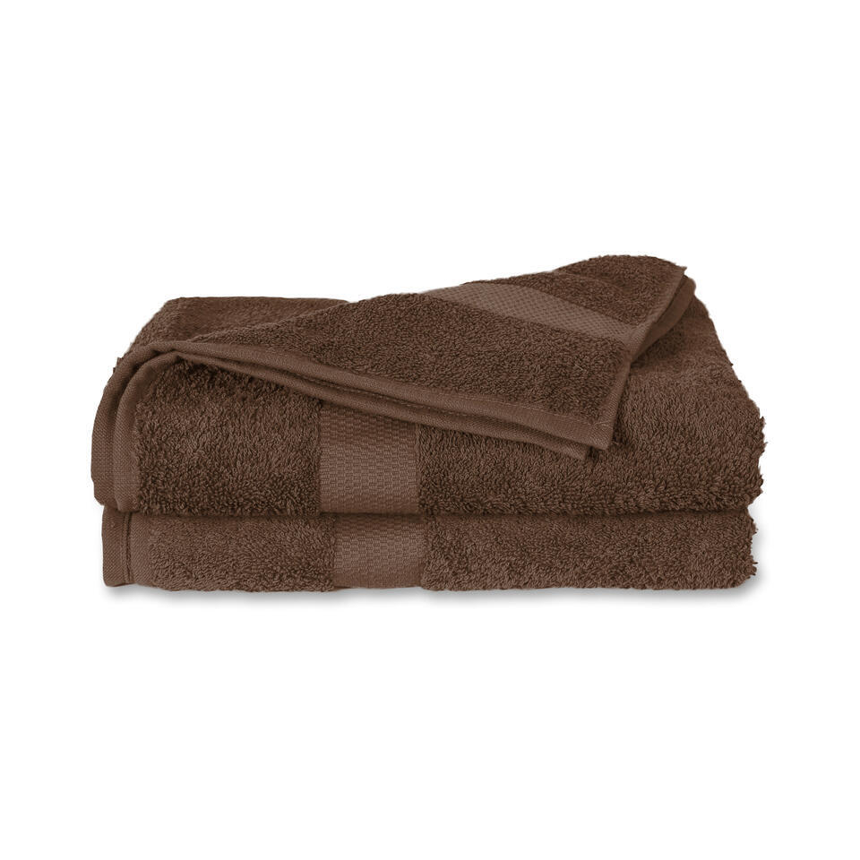 huis Slapen Plateau Twentse Damast Katoenen 2PACK Handdoeken - 50x100 - Bruin | Leen Bakker