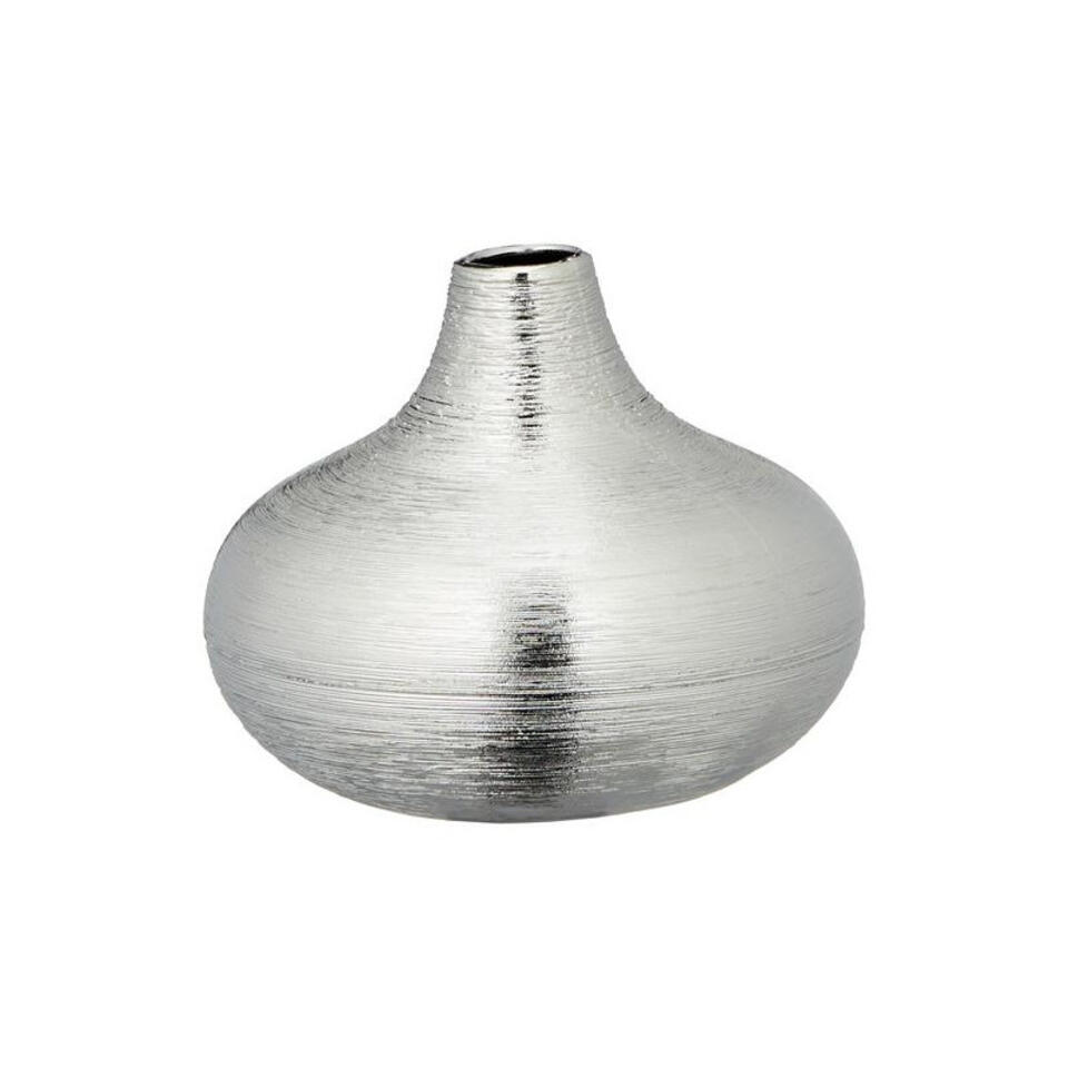Benadrukken kwaliteit Leed Cepewa Vaas - rond - zilverkleurig - keramiek - bol - 16 cm | Leen Bakker