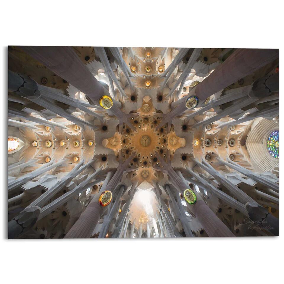 Glasschilderij Sagrada Familia 100x140 cm Bont Acryl