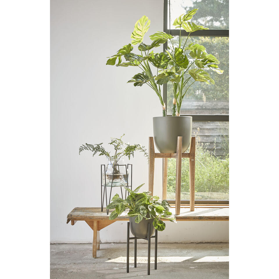 Mica Decorations Blom Plantenstandaard - L25 x B25 x H38 cm - Zwart | Bakker