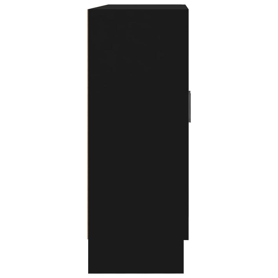 vidaXL Vitrinekast 82,5x30,5x80 cm spaanplaat zwart