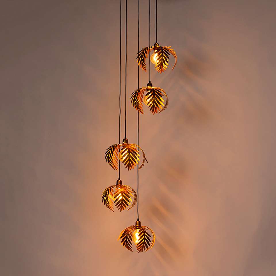 QAZQA Vintage hanglamp goud 5-lichts - Botanica