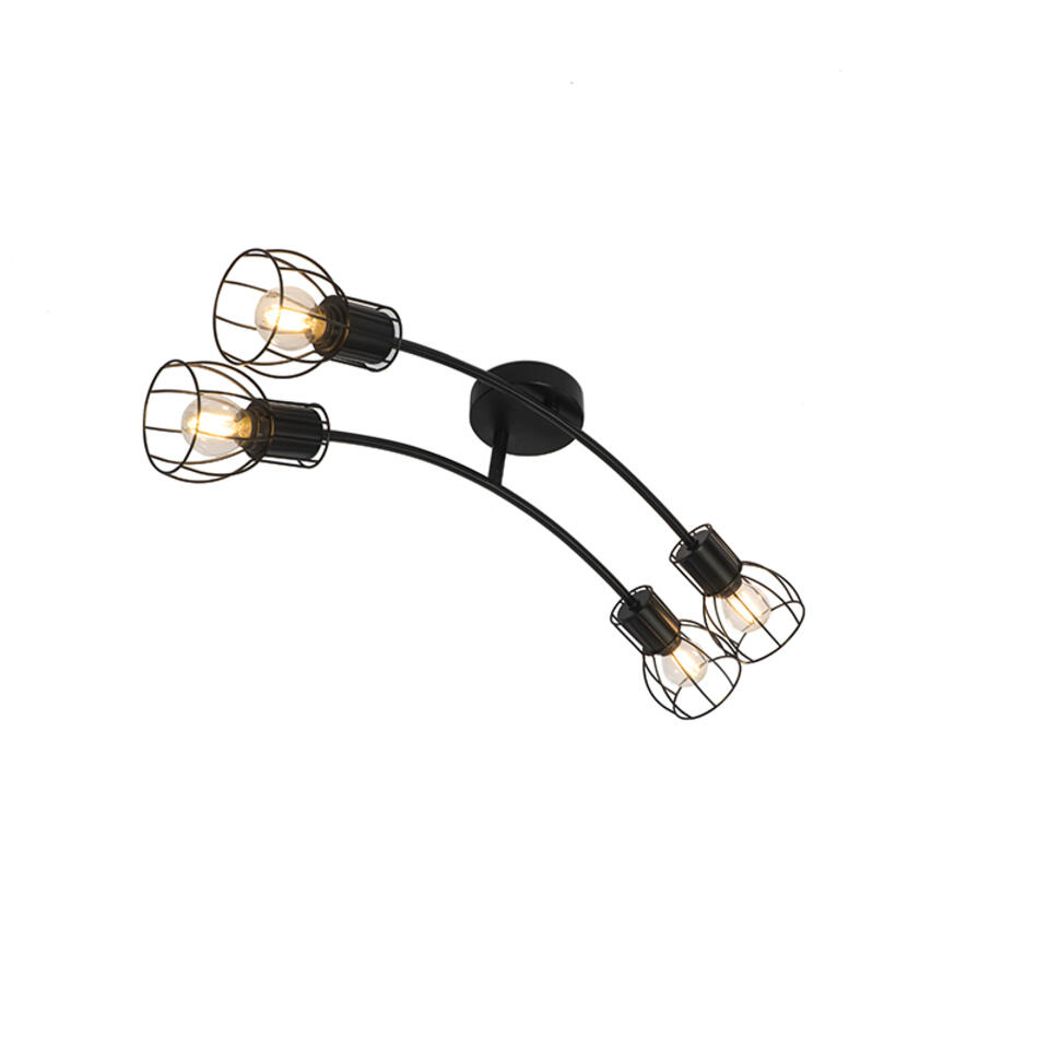 QAZQA Moderne plafondlamp zwart 60 cm 4-lichts verstelbaar - Botu