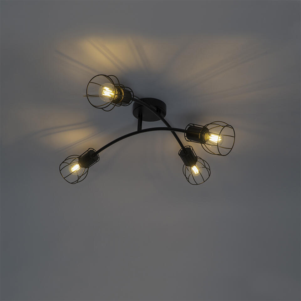 QAZQA Moderne plafondlamp zwart 60 cm 4-lichts verstelbaar - Botu