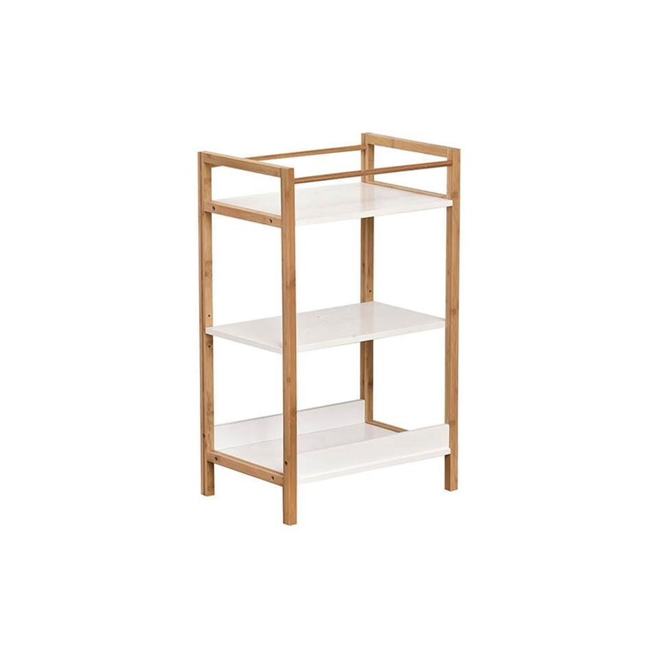 Bamboe meubelstuk met planken - Opbergrek 72x44x30cm - Bruin/Wit Leen Bakker