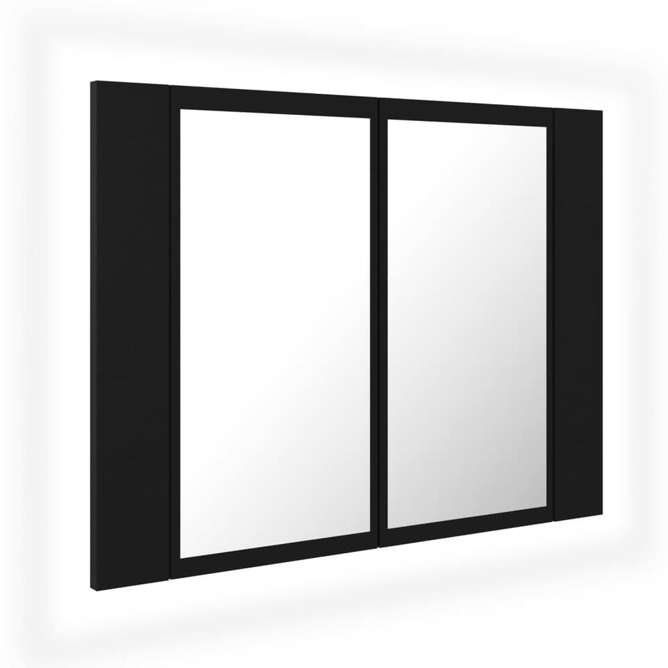 vidaXL Badkamerkast met spiegel en 60x12x45 cm zwart | Leen Bakker