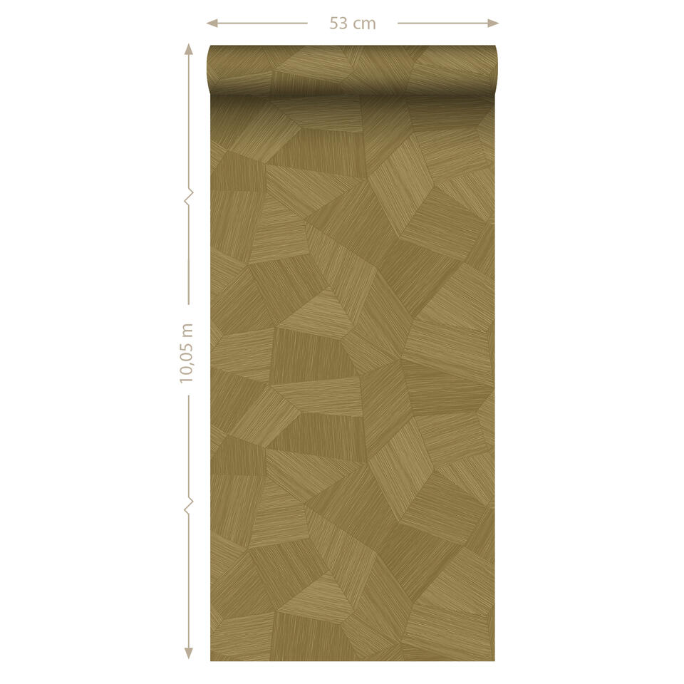 Ontoegankelijk voetstuk getuige Origin Wallcoverings eco-texture vliesbehang - grafisch 3D motief - goud |  Leen Bakker