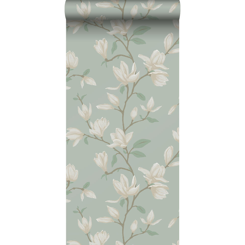 bord Bank monteren ESTAhome behang - magnolia - celadon groen - 50 x 900 cm - 139405 | Leen  Bakker
