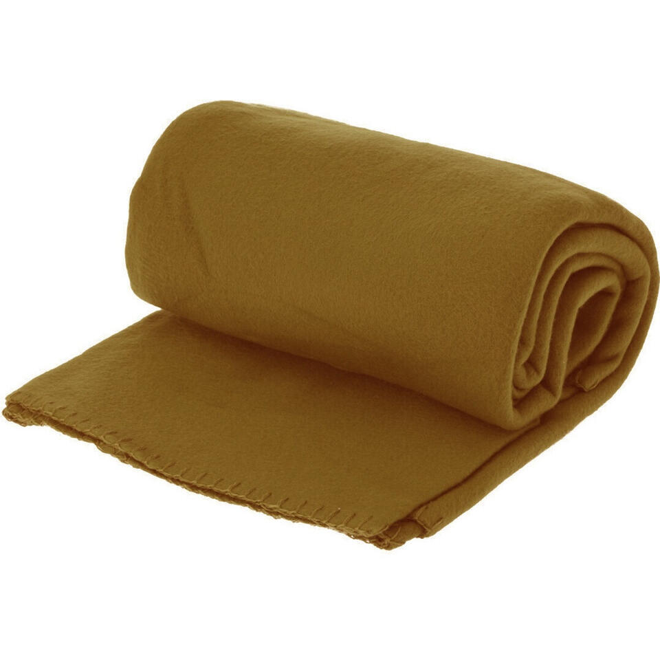 Fleece plaid - polyester - bruin - deken - 130 x 160 cm