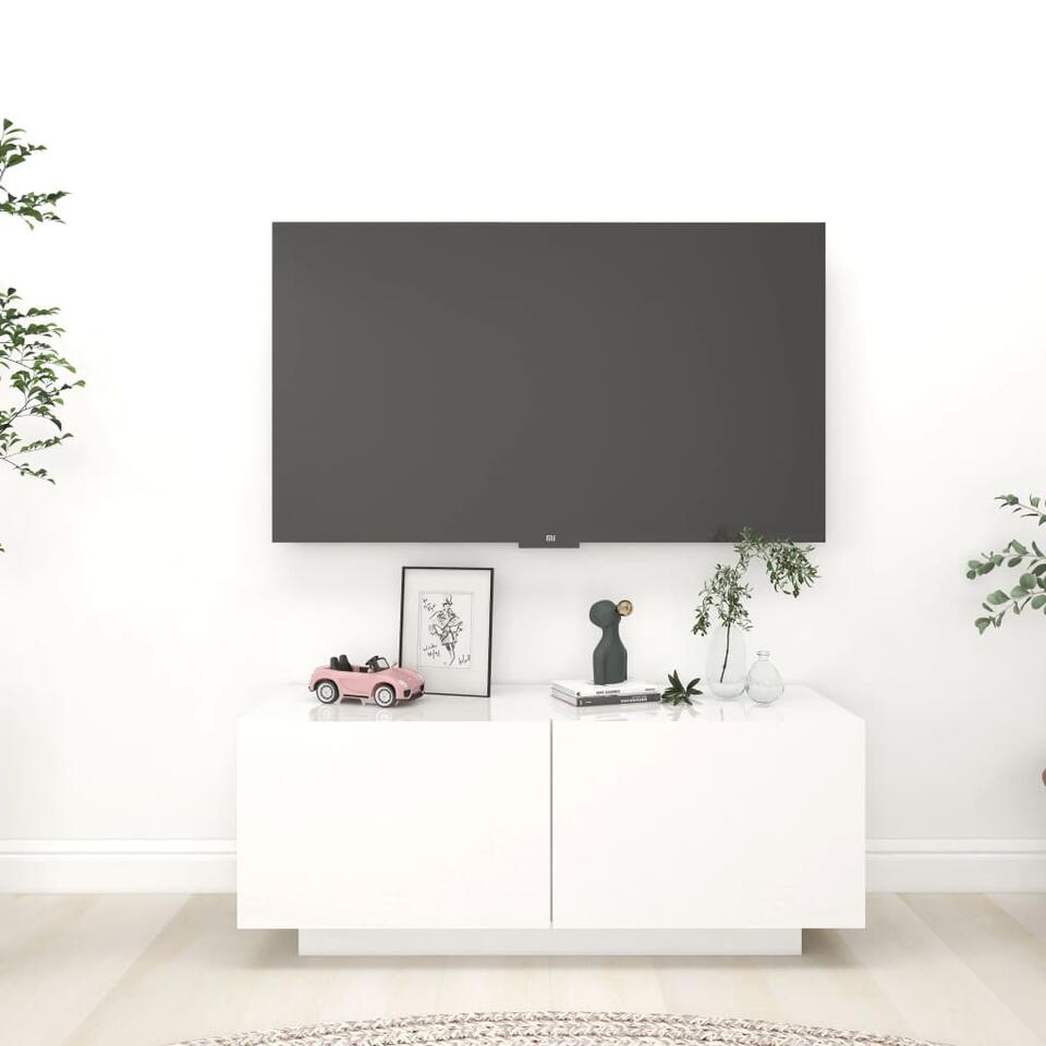 vidaXL Tv-meubel 100x35x40 cm spaanplaat hoogglans wit