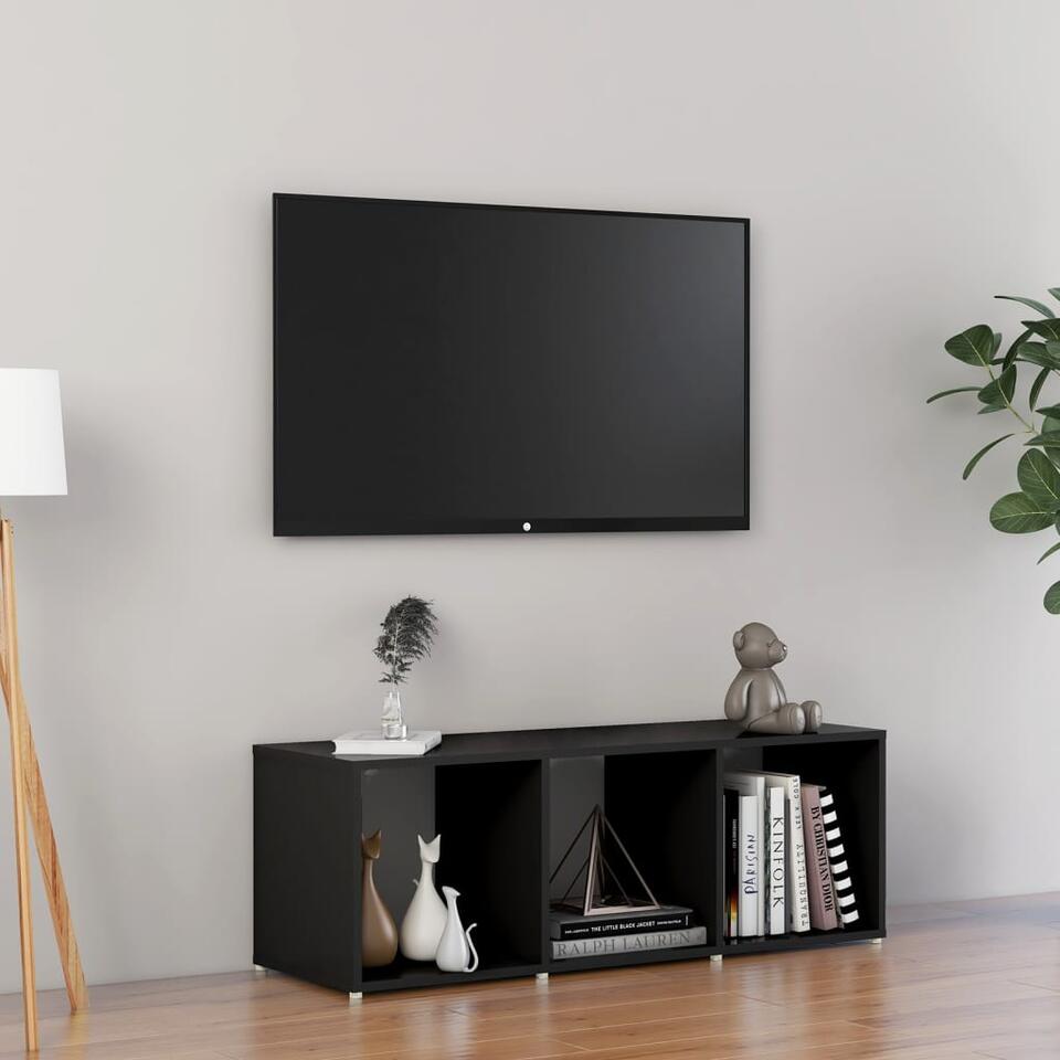vidaXL Tv-meubel 107x35x37 cm spaanplaat zwart