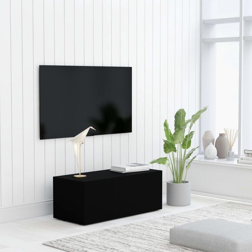 vidaXL Tv-meubel 80x34x30 cm spaanplaat zwart