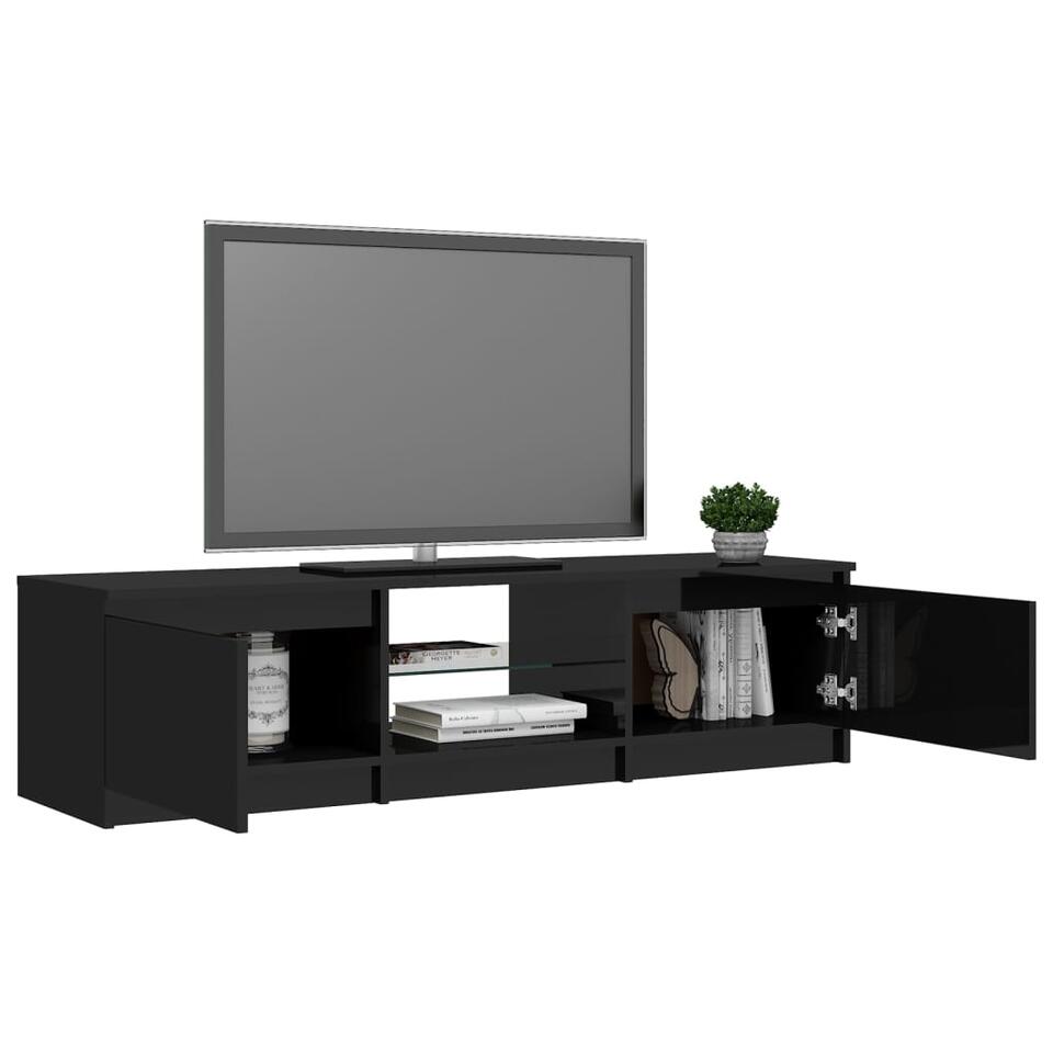 vidaXL Tv-meubel met LED-verlichting 140x40x35,5 cm hoogglans zwart