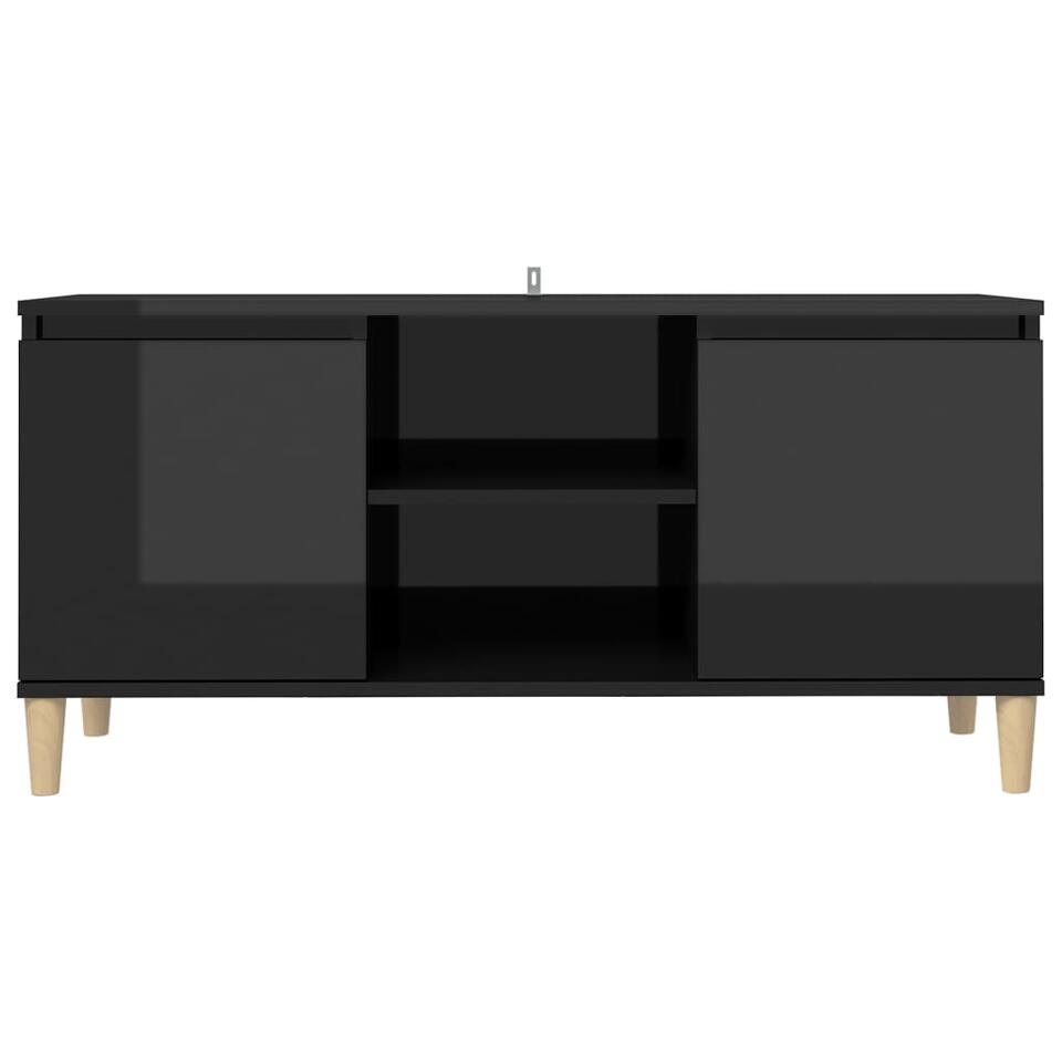 vidaXL Tv-meubel met houten poten 103,5x35x50 cm hoogglans zwart