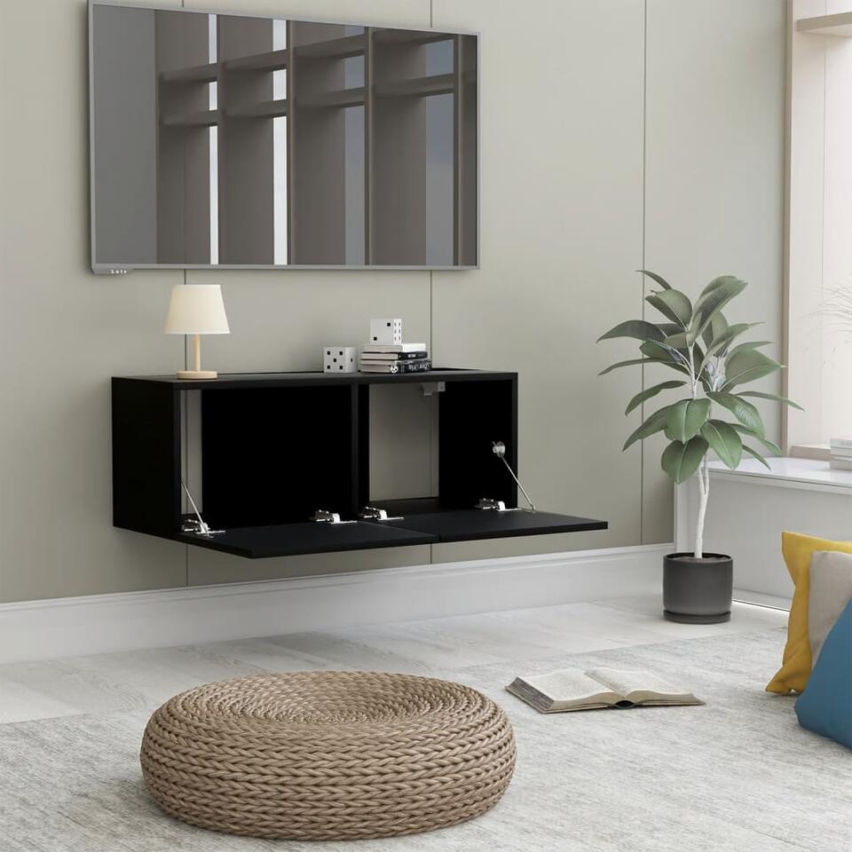 vidaXL Tv-meubel 80x30x30 cm bewerkt hout zwart