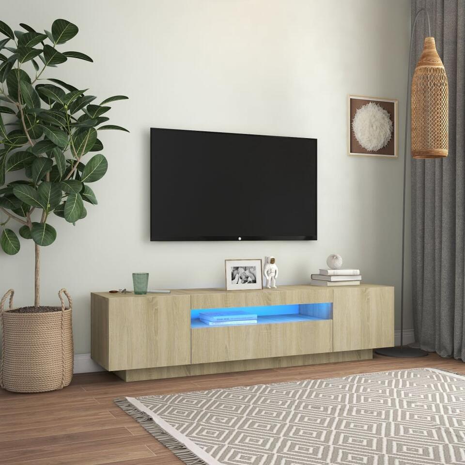 vidaXL Tv-meubel met LED-verlichting 160x35x40 cm sonoma eikenkleurig