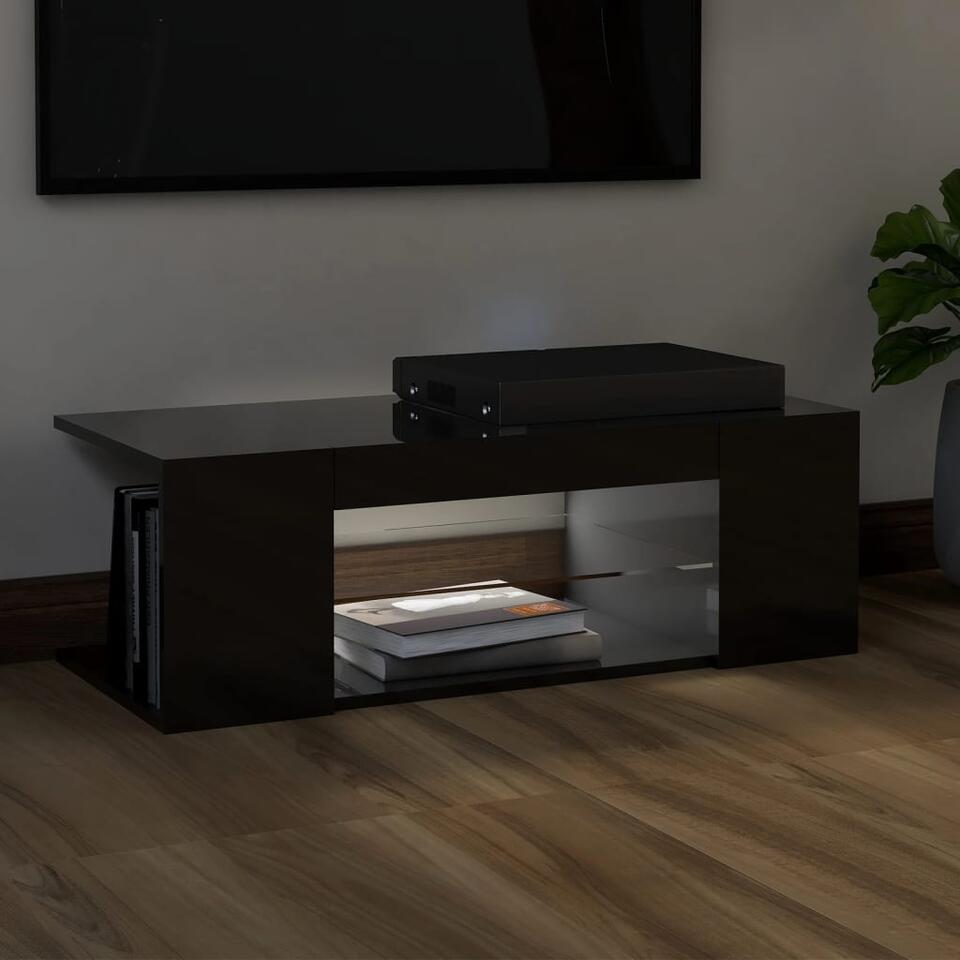 vidaXL Tv-meubel met LED-verlichting 90x39x30 cm hoogglans zwart