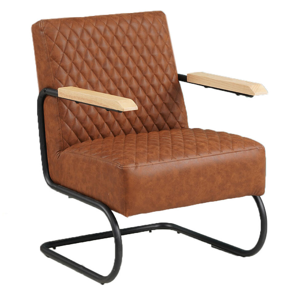Industriële fauteuil Lars cognac - Kunstleder - Bruin product