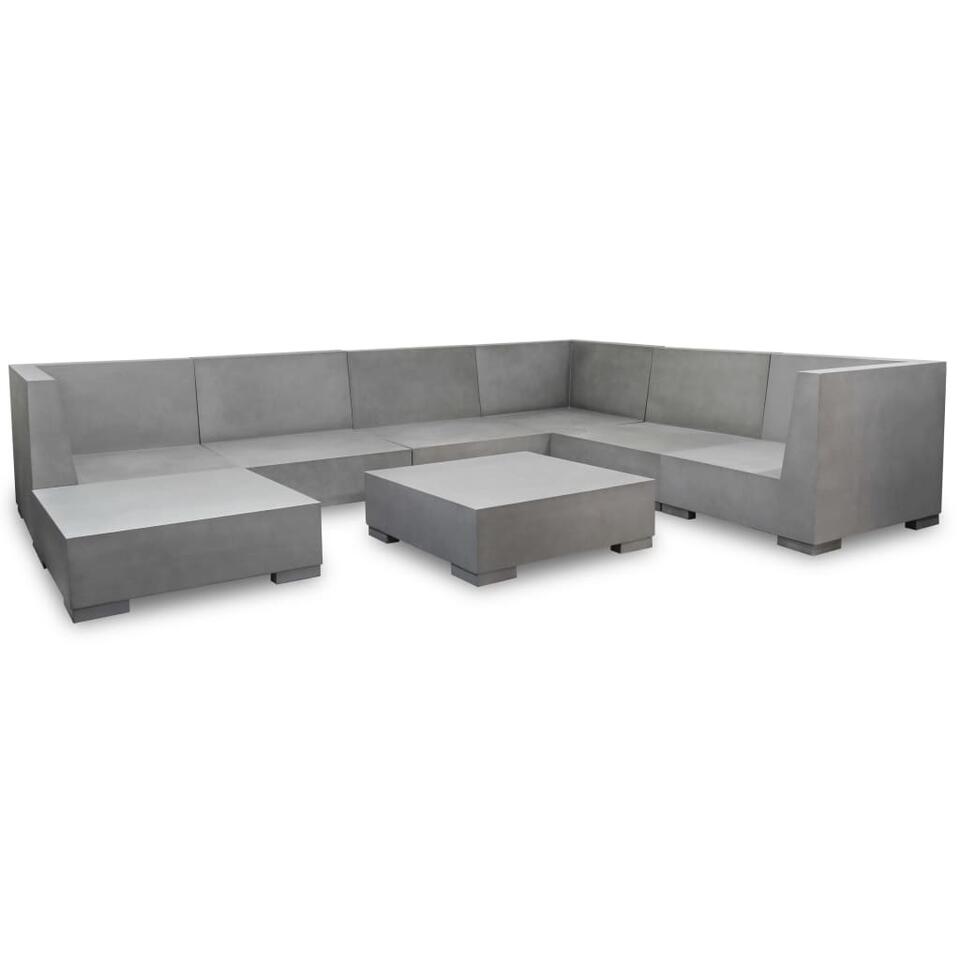 vidaXL 8-delige Loungeset met kussens beton grijs