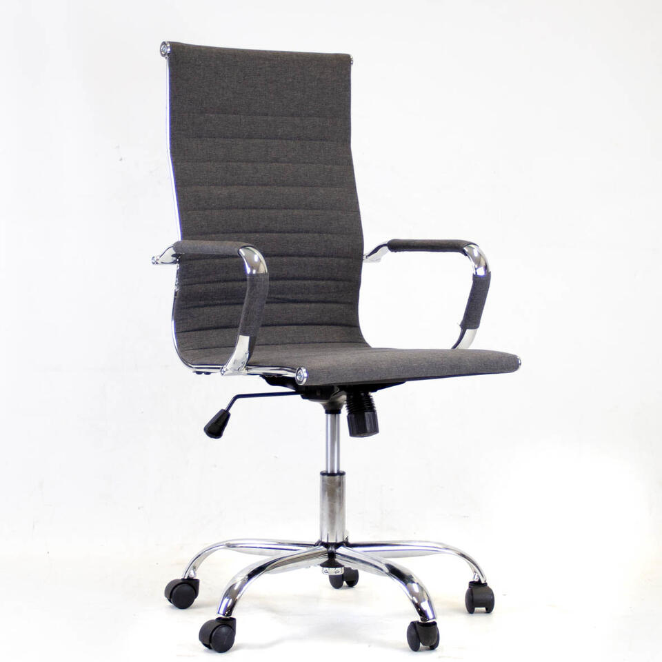 Industriële bureaustoel antraciet stof hoog - 50x55x112 cm - Stof - Grijs Leen Bakker
