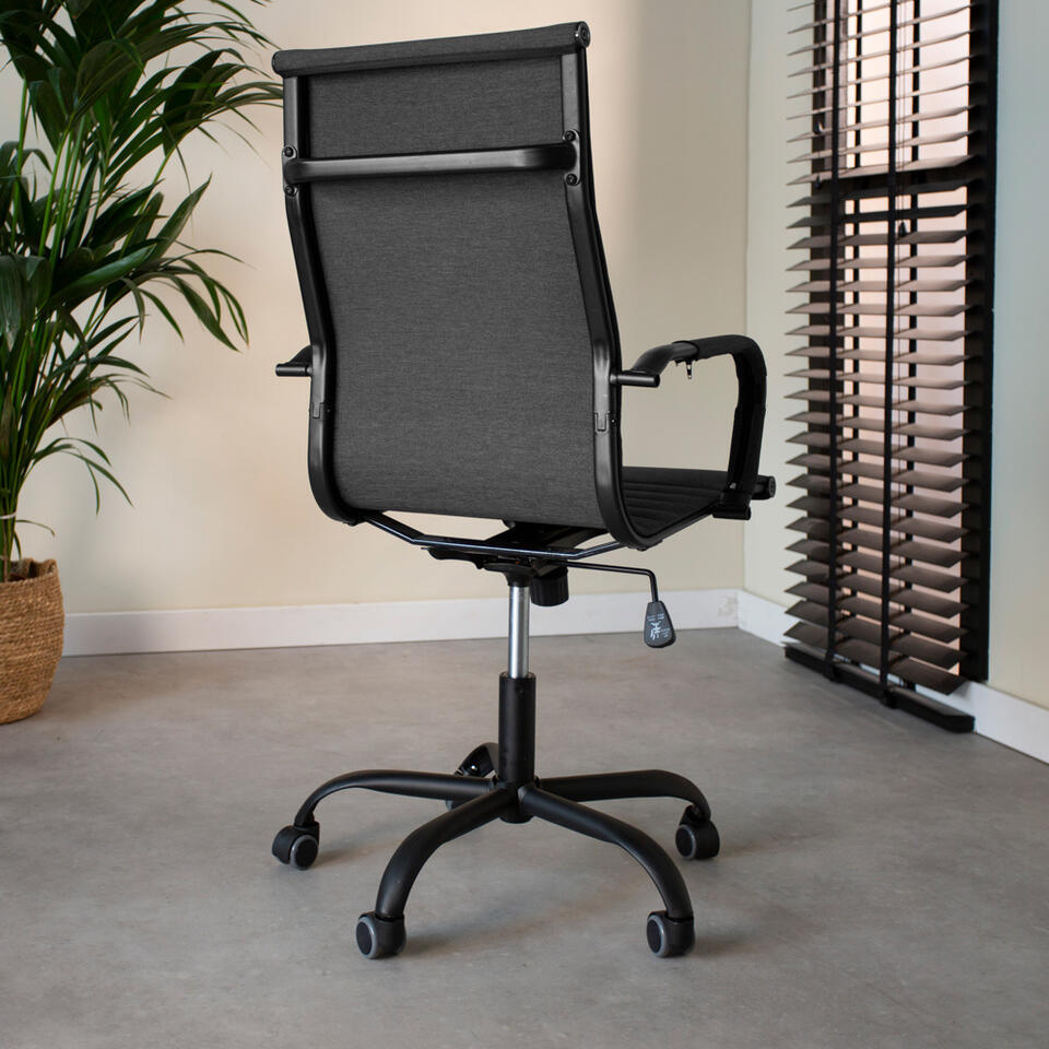 Industriële bureaustoel Matt antraciet hoog zwart frame 50x55x112 cm Stof